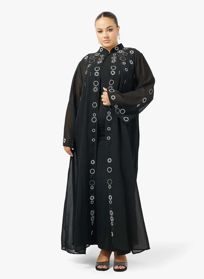 خزانة طقم عباية مقاس كبير بحواف لامعة